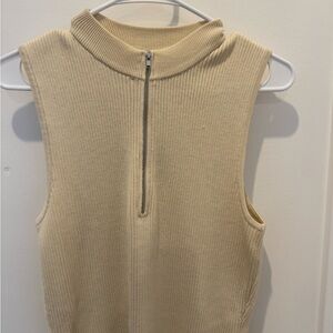 OAK + FORT Cream Ribbed Knit Top